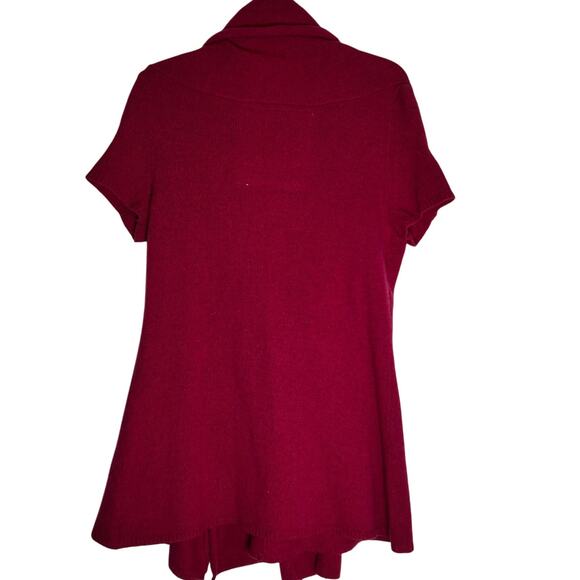 Burning Torch Short Sleeve Mid-Length Cardigan Sweater Womens Large Magenta Pink - Picture 2 of 5